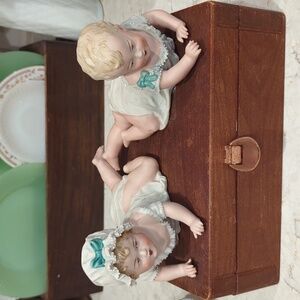Vintage 8 inch porcelain bisque piano babies